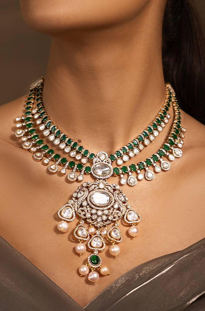 Classic Golden-Green Necklace : JBRSSNK215