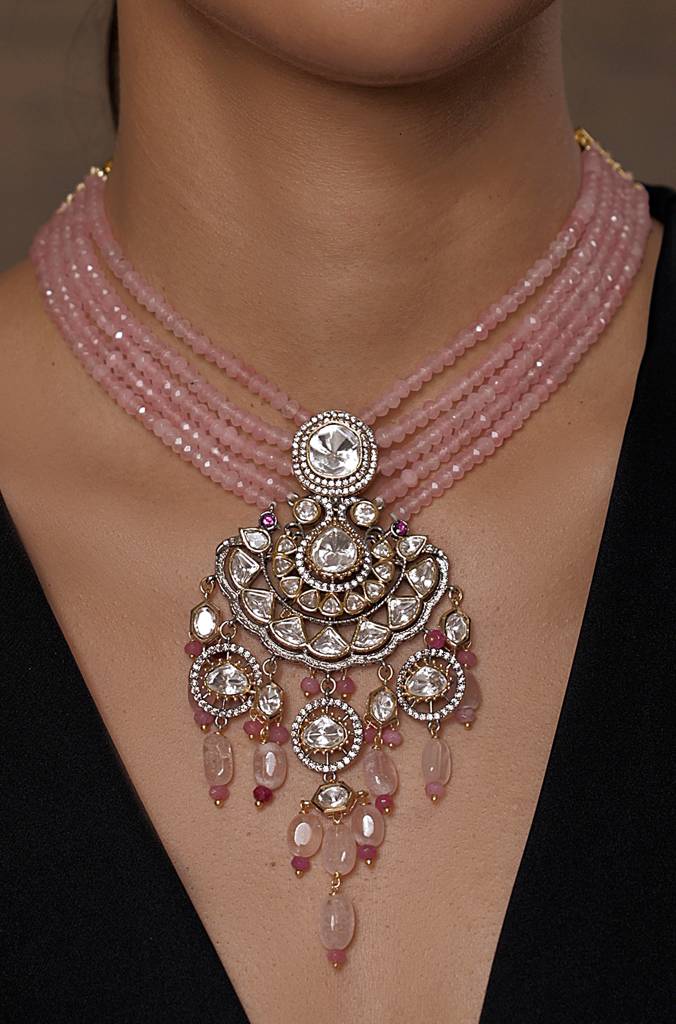 Victorian Blush Polki Necklace : JBRSSNK230