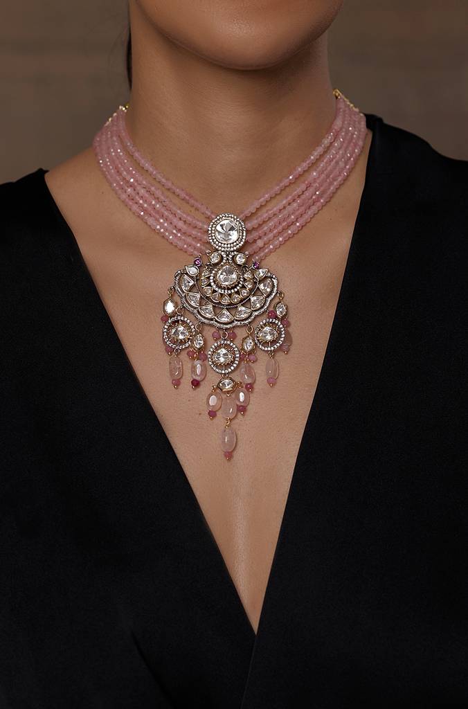 Victorian Blush Polki Necklace : JBRSSNK230