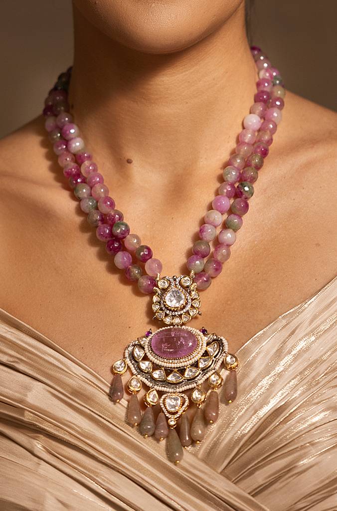Charm Gold-Pink Necklace : JBRSSNK237