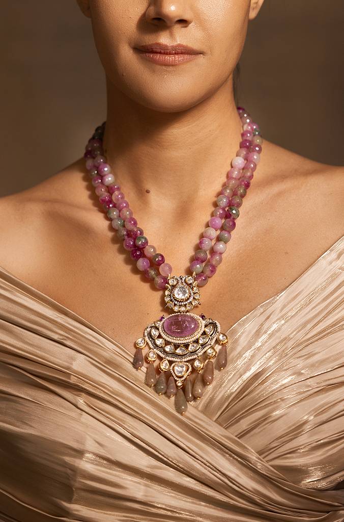Charm Gold-Pink Necklace : JBRSSNK237