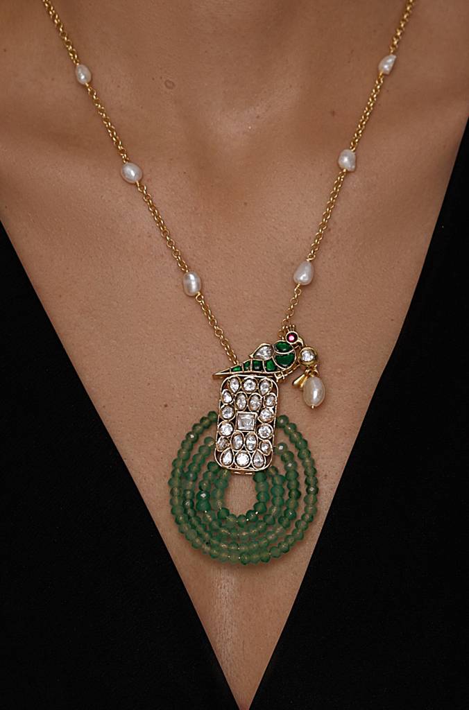 Charming Parrot Polki Necklace : JBRSSNK311
