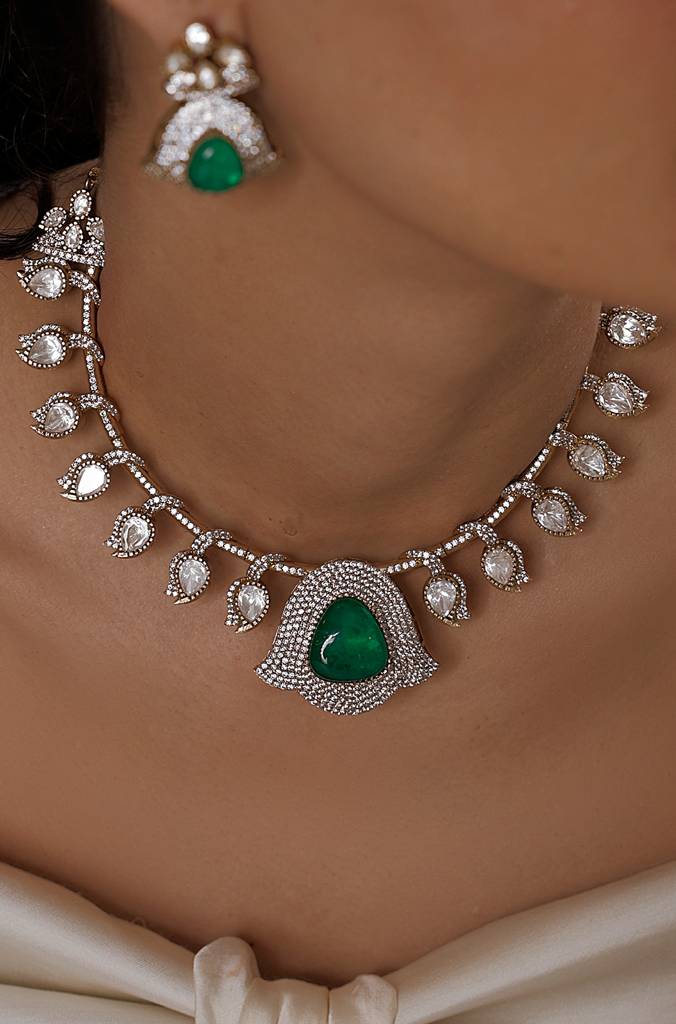 Glamour Polki Diamond Necklace Set : JBRSSNK314