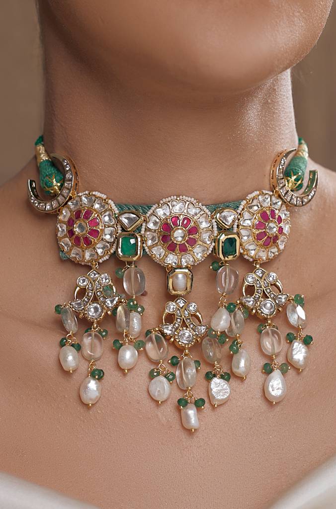 Aurora Multicolor Polki Pearl Choker : JBRSSNK338