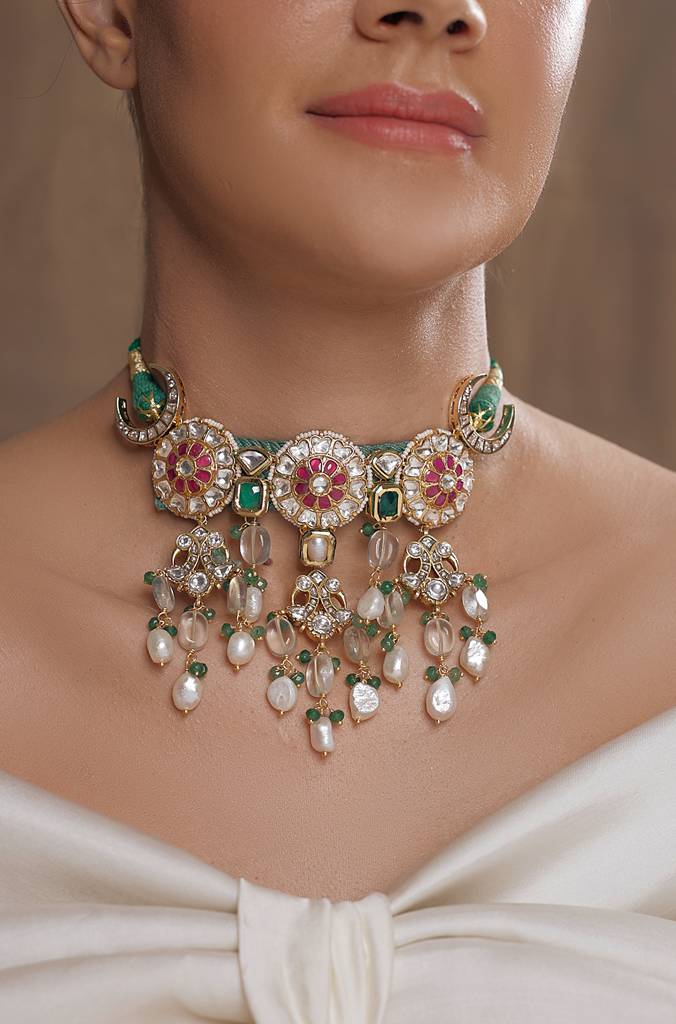 Aurora Multicolor Polki Pearl Choker : JBRSSNK338