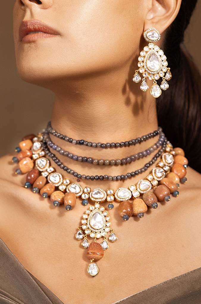 Elegant Choker Necklace Set : JBRSSNK44