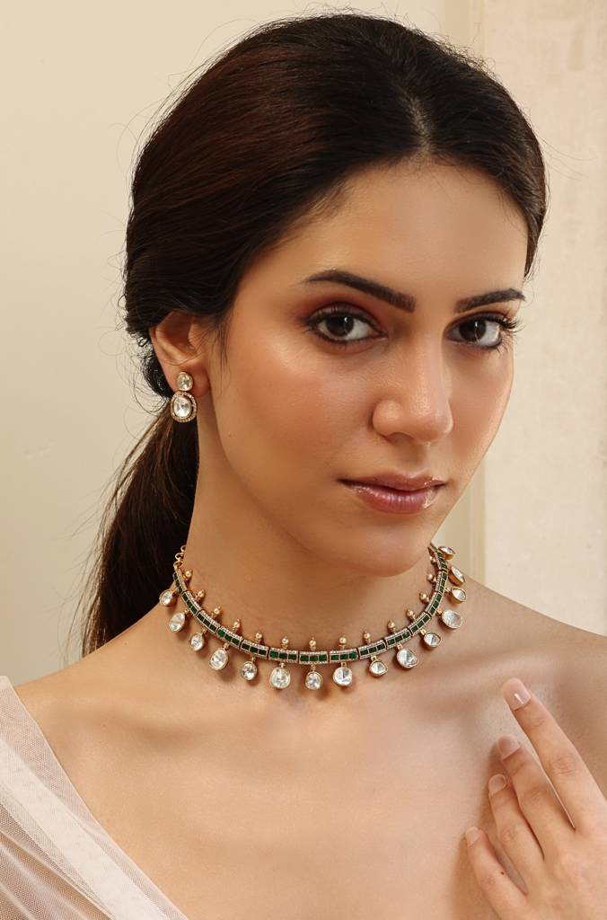 Celestial Drops Necklace Set : JBRSSNK540