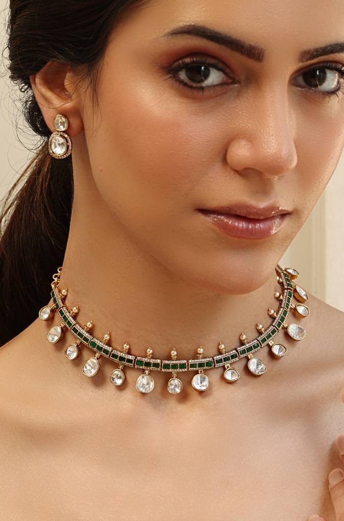 Celestial Drops Necklace Set : JBRSSNK540