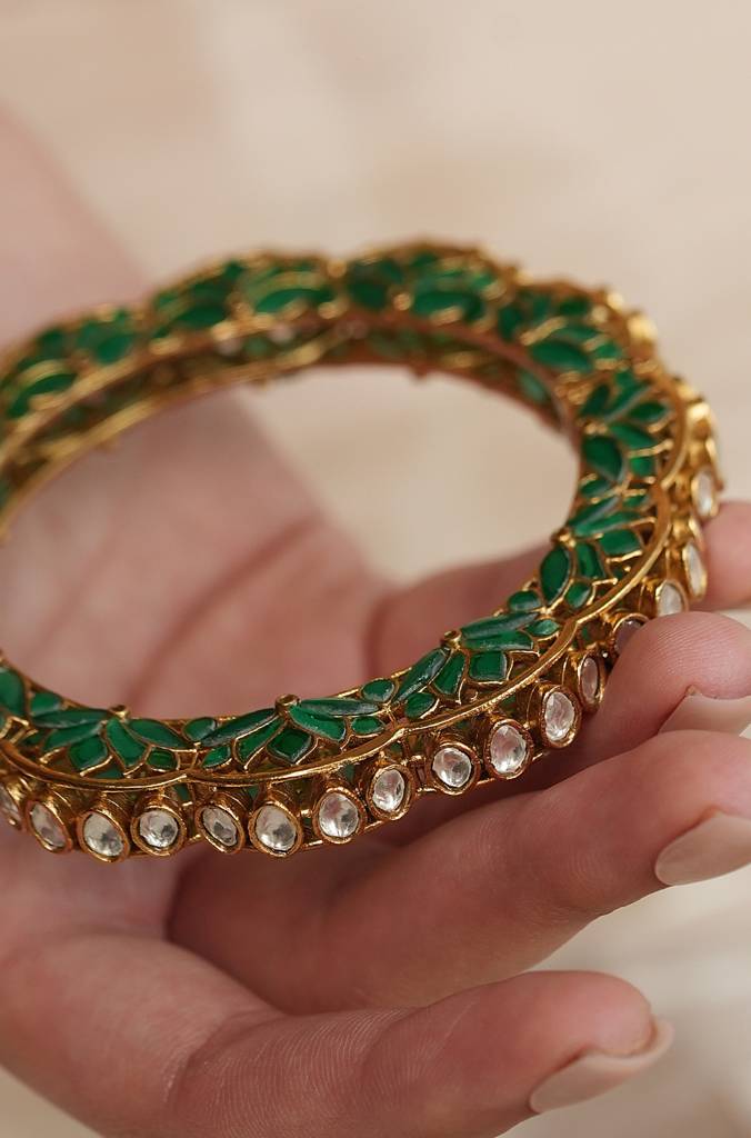 Floral Verdure Polki Bracelet : JBRTJSBR153