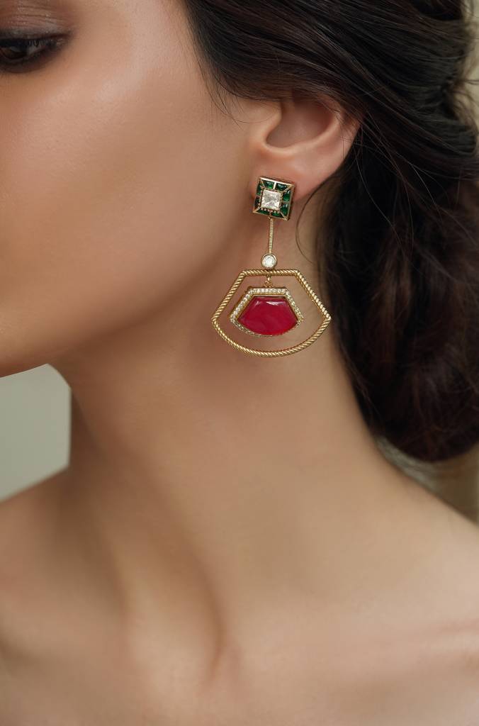 Scarlet Green Drops Earring : JBRTJSER85