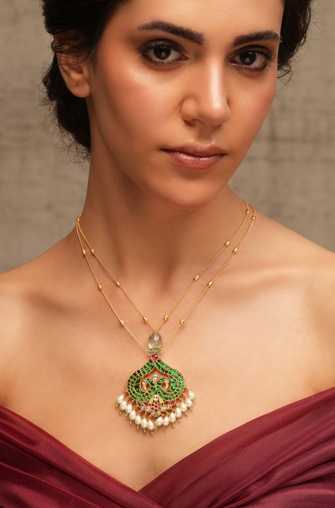 Verdant Grace Rajwadi Necklace : JBRTJSNK129