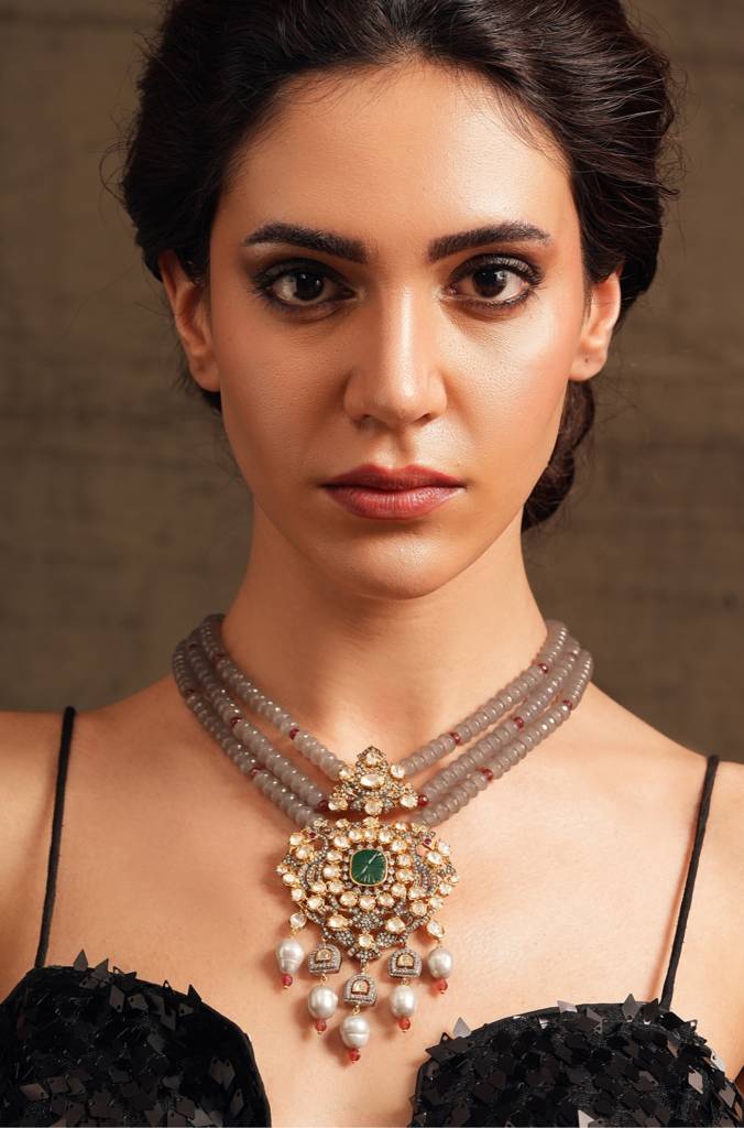Polki Grey Elegance Necklace : JBRTJSNK29