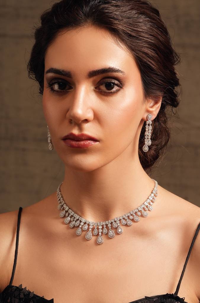 Diamond Fringe Necklace Set : JBRTJSNKS149