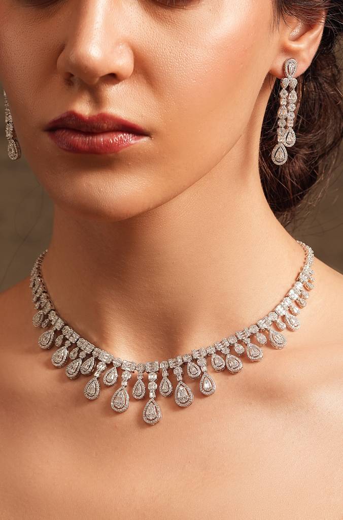 Diamond Fringe Necklace Set : JBRTJSNKS149