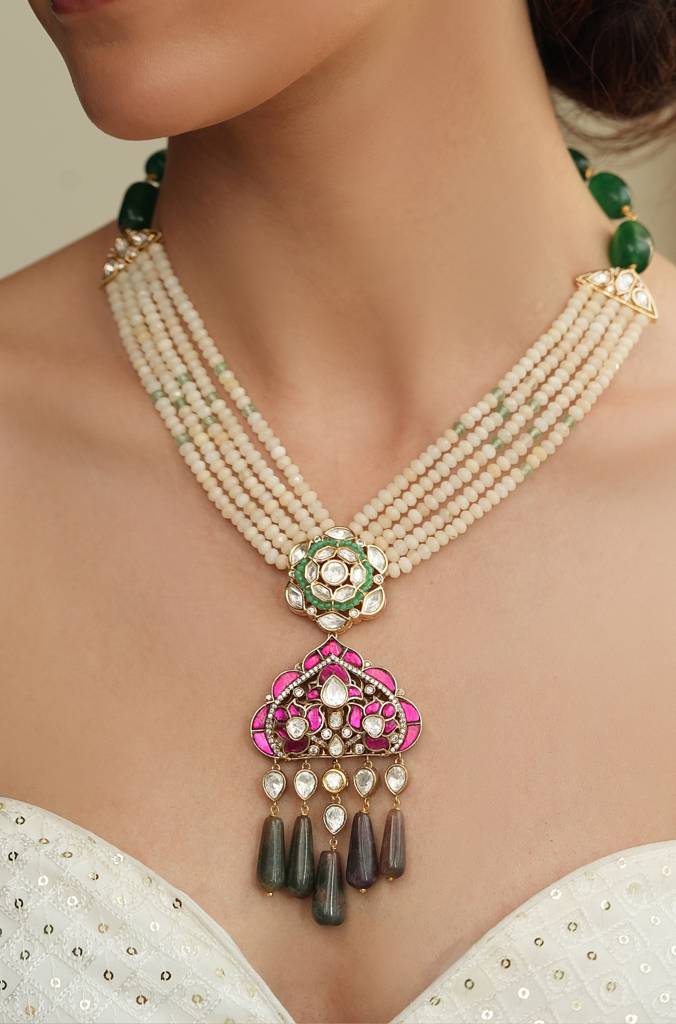 Royal Beads Polki Necklace Set : JBRTJSNKS50