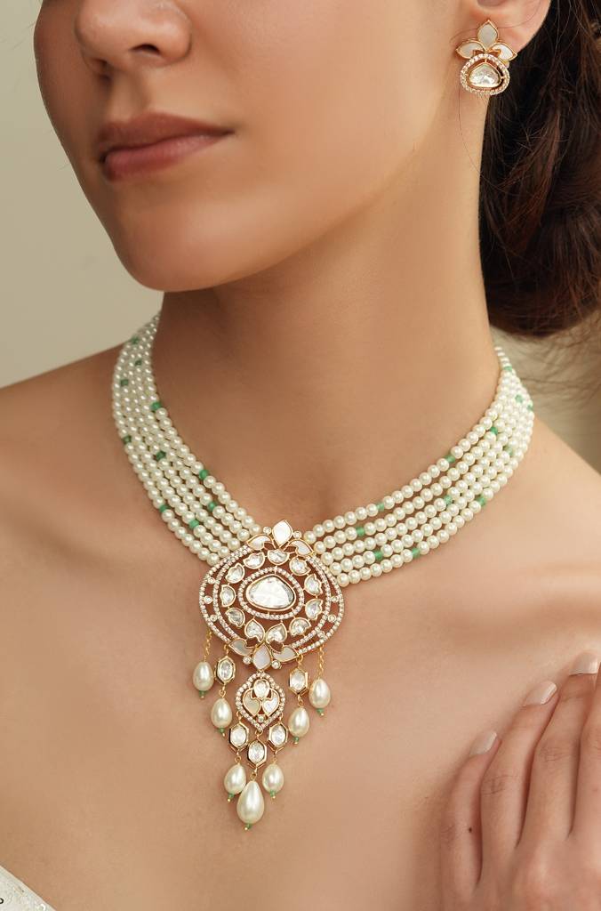 Ivory Polki Beads Necklace Set : JBRTJSNKS51