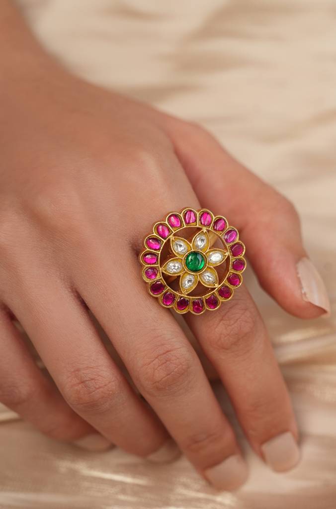 Polki Flower Ring : JBRTJSRG162