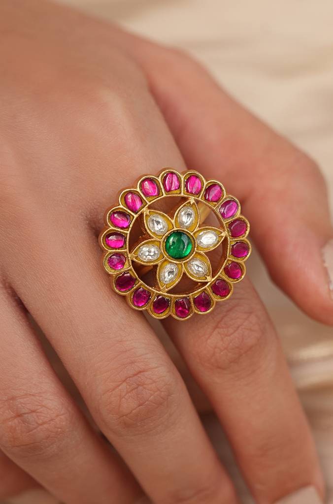 Polki Flower Ring : JBRTJSRG162