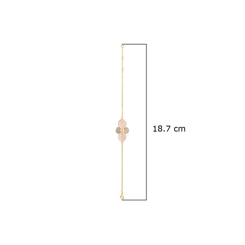 Grey Moonstone & Rose Quartz Bracelet : JCBG-166