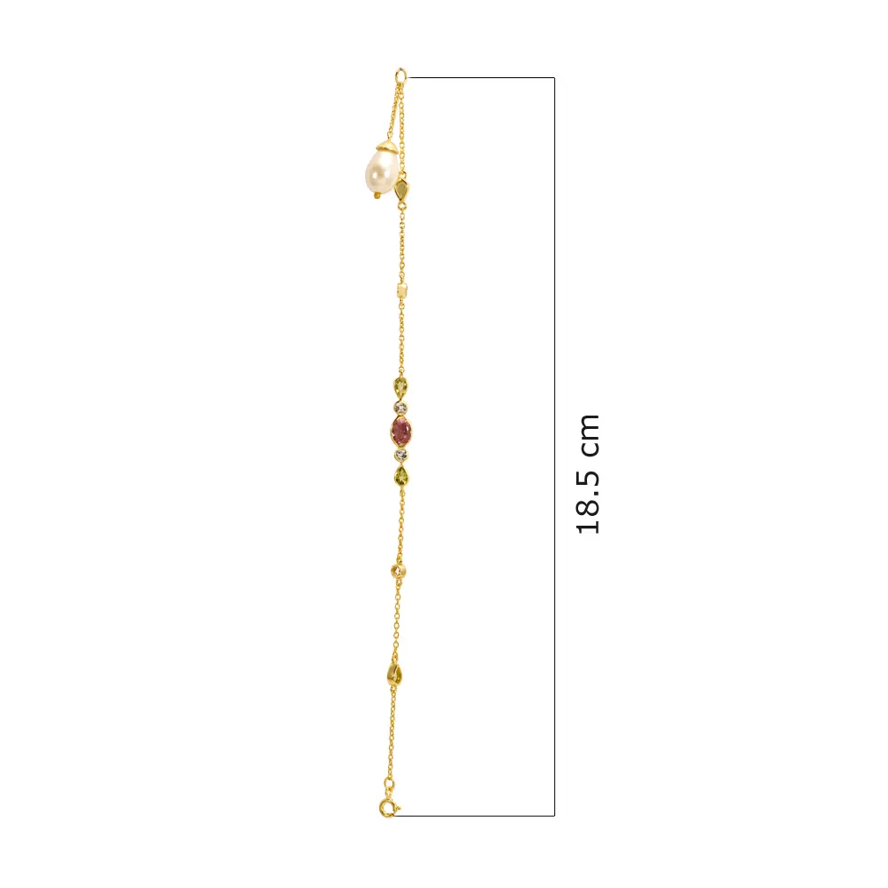 Blue Topaz, Pearl, Peridot & Tourmaline 925 Sterling Silver Bracelet : JCBG-168