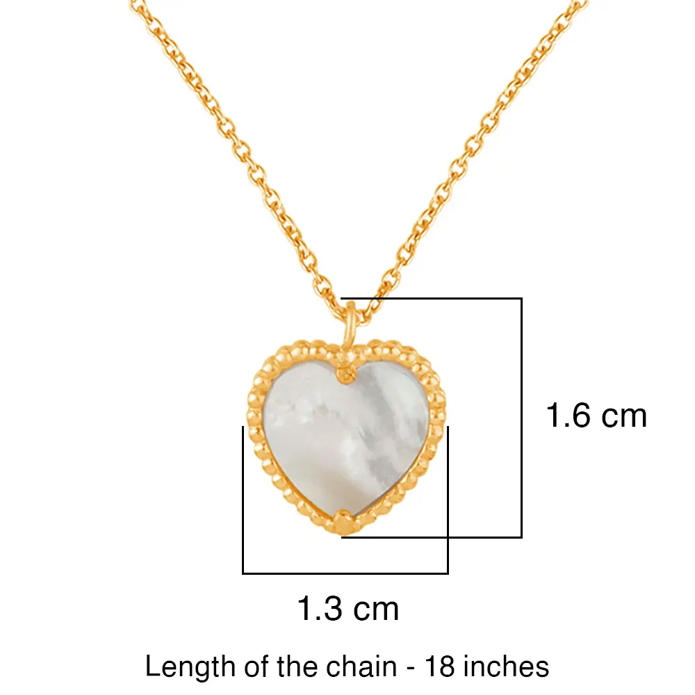 Sterling Silver Mother Of Pearl Heart Pendant With Chain : JCCSPEDW-2727