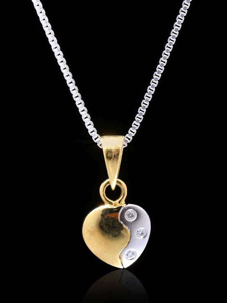 Heart Shape Pendant 18 K Gold With Dazzling Diamond Valentine Pendant : JPI68