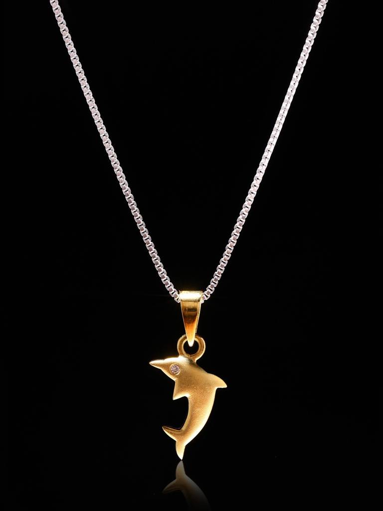 Designer Dolphin Pendant With 18 K Gold.01Carat Diamond Eye : JPR11