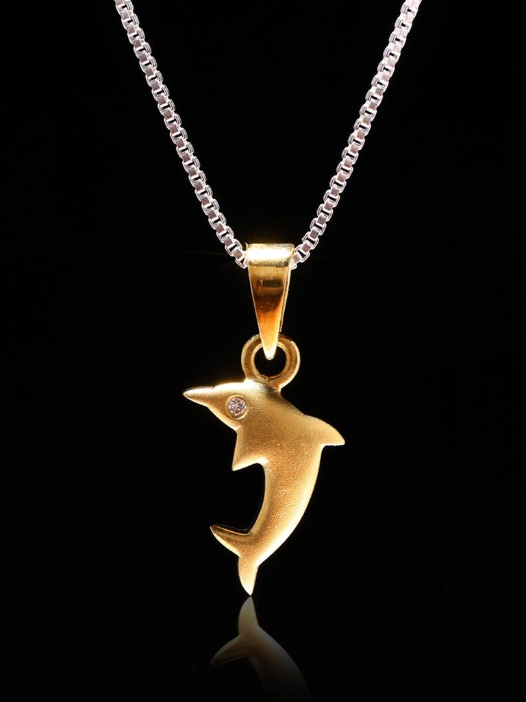 Designer Dolphin Pendant With 18 K Gold.01Carat Diamond Eye : JPR11