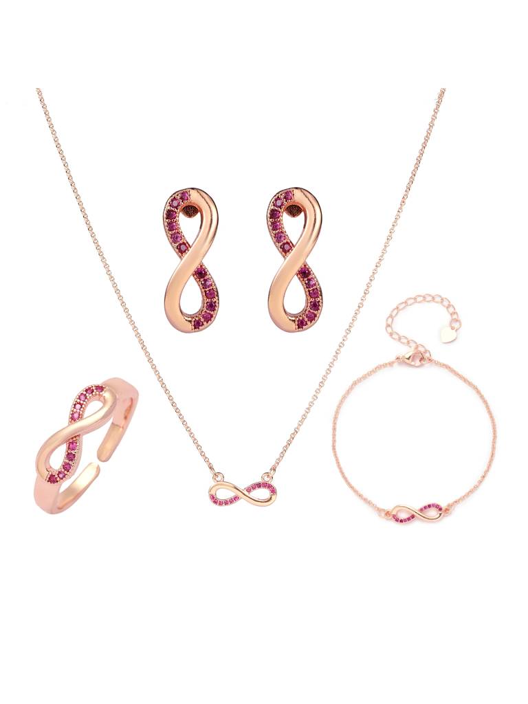 Endless Elegance Red Infinity Jewellery Set For Women & Girls : JS44344-G-RED
