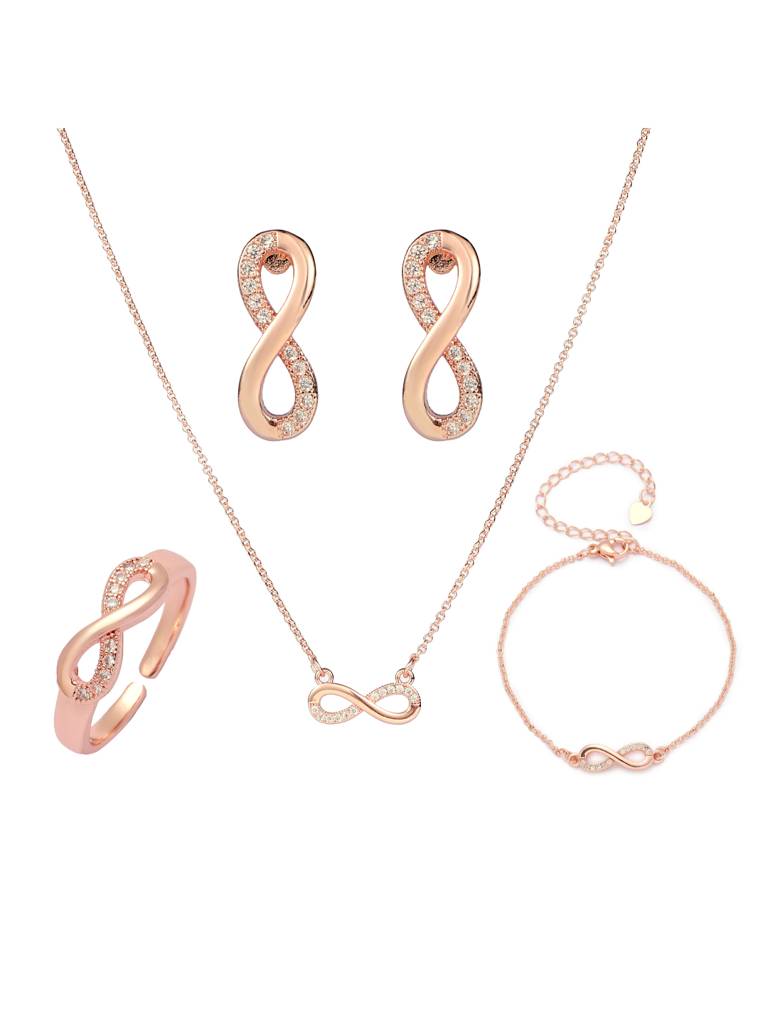 Endless Elegance White Infinity Jewellery Set For Women & Girls : JS44344-G-WHT