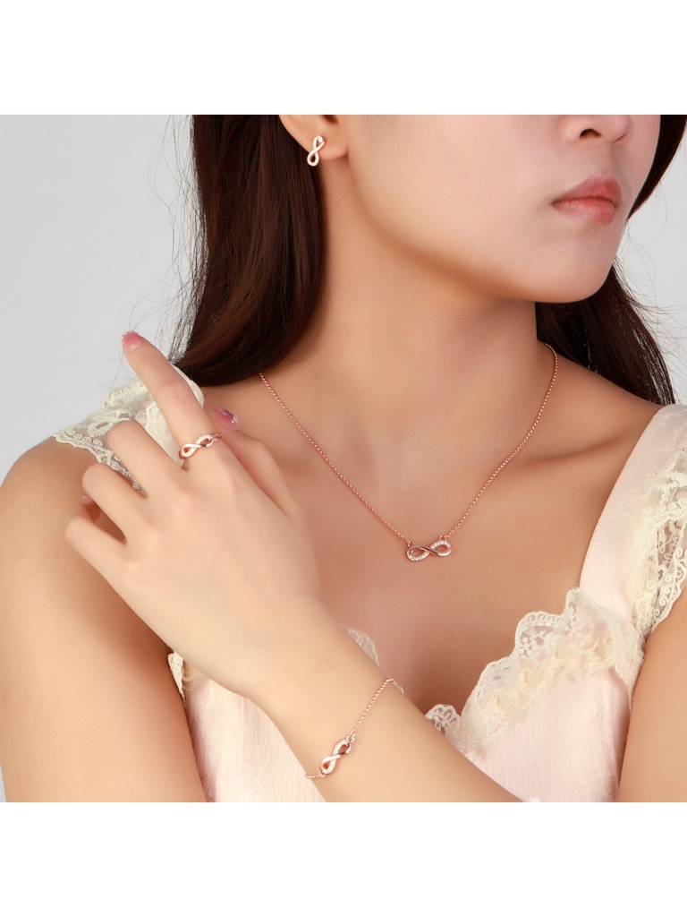 Endless Elegance White Infinity Jewellery Set For Women & Girls : JS44344-G-WHT