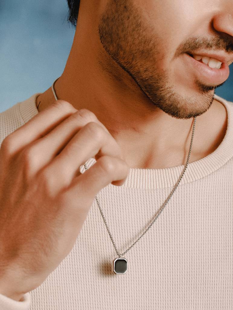 Men Silver-Plated Chain Necklace & Pendant : JSMNL1