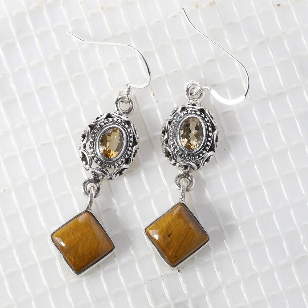 Sterling Silver Tiger Eye Earrings | Jewelry : JSX63