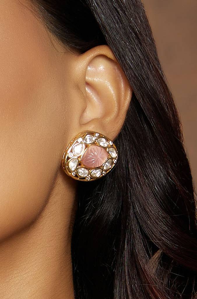 Pink Polki Studs