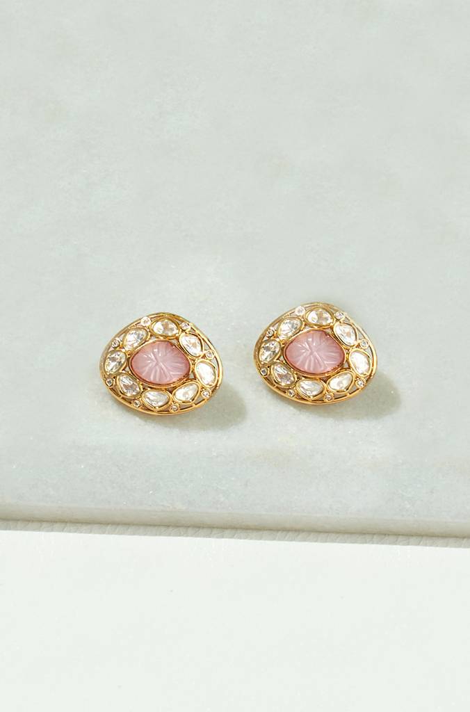 Pink Polki Studs