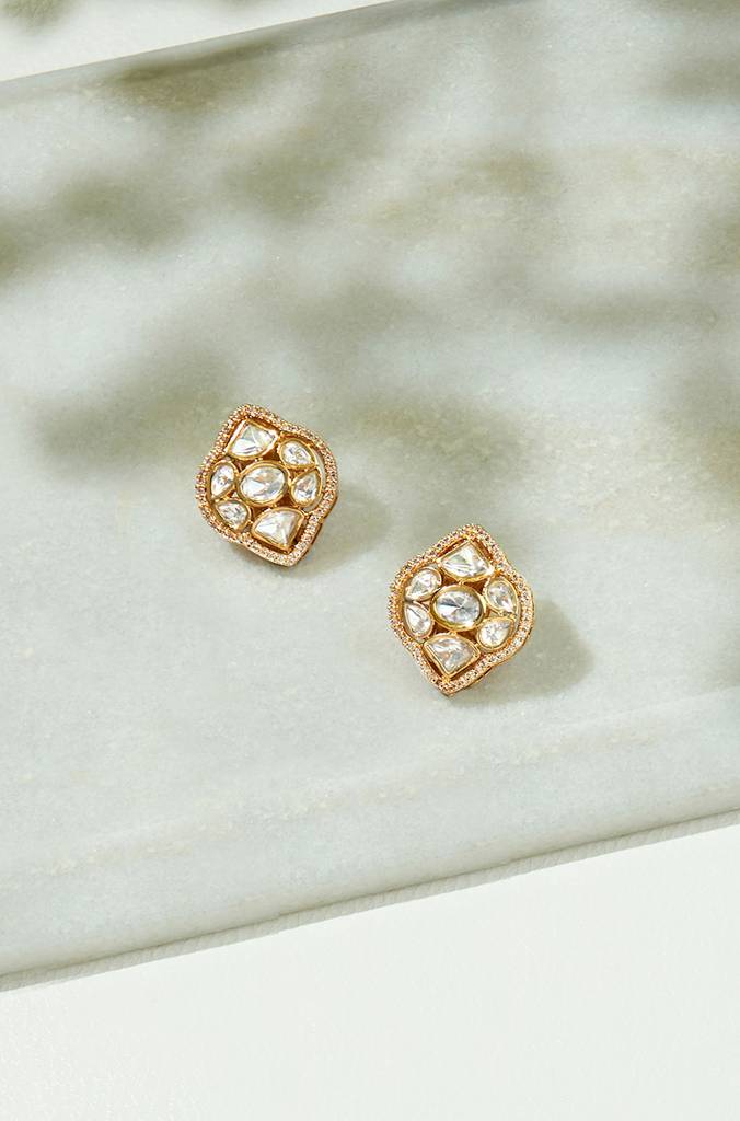 Classic Gold Kundan Polki Studs