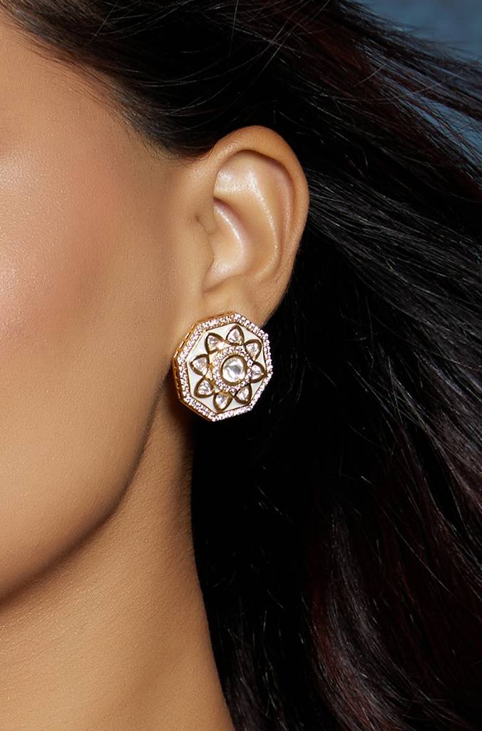 Gold Polki Studs