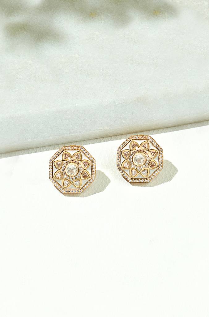 Gold Polki Studs