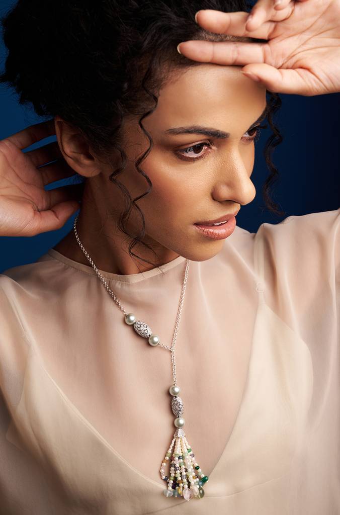 Multi Colour Pearls Lariat Necklace