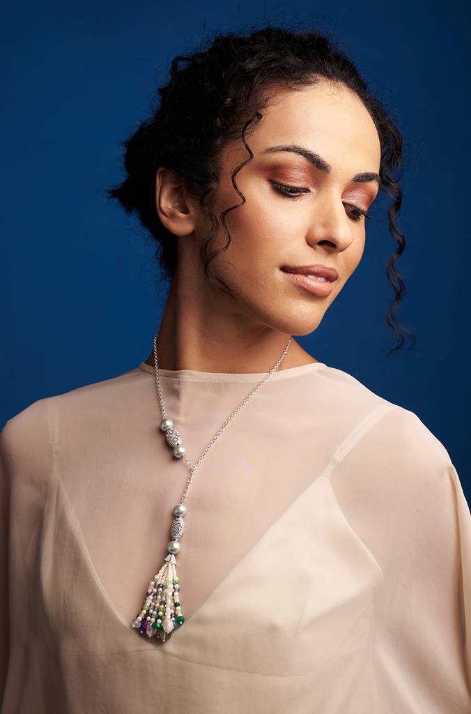 Multi Colour Pearls Lariat Necklace