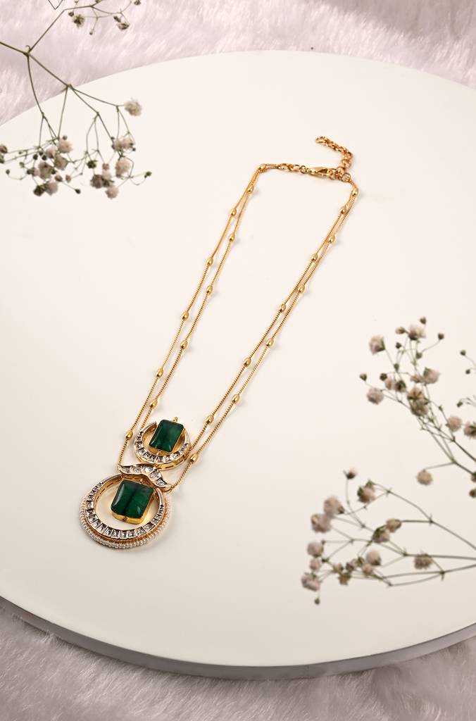 Gold & Green Layered Necklace