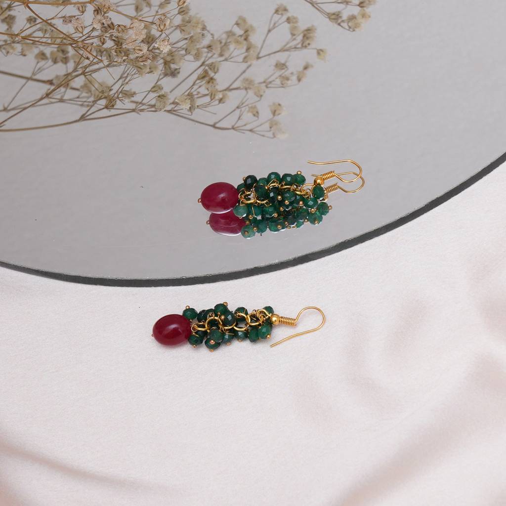 Maroon And Greeen Stone Earrings : RRKDEC22-12