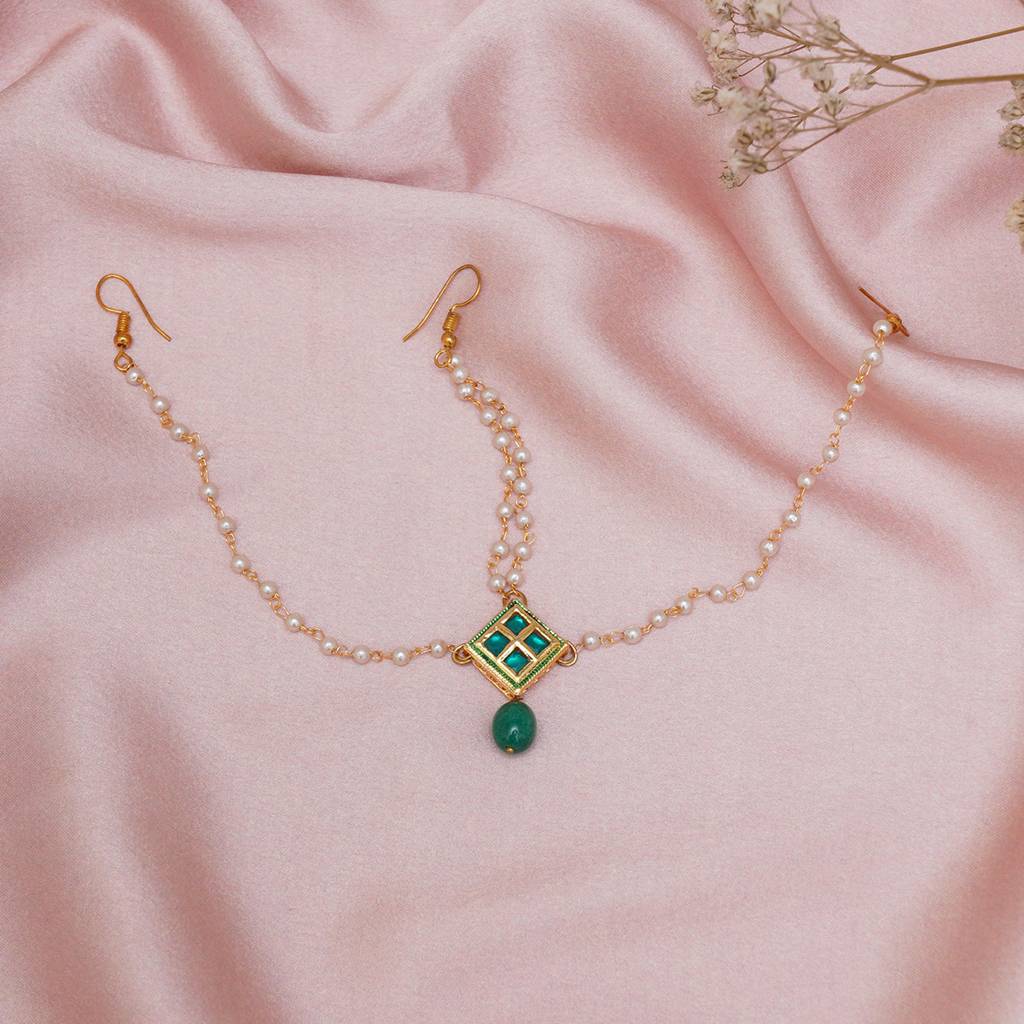 Green Kundan Matha Patti : RRKDEC22-31