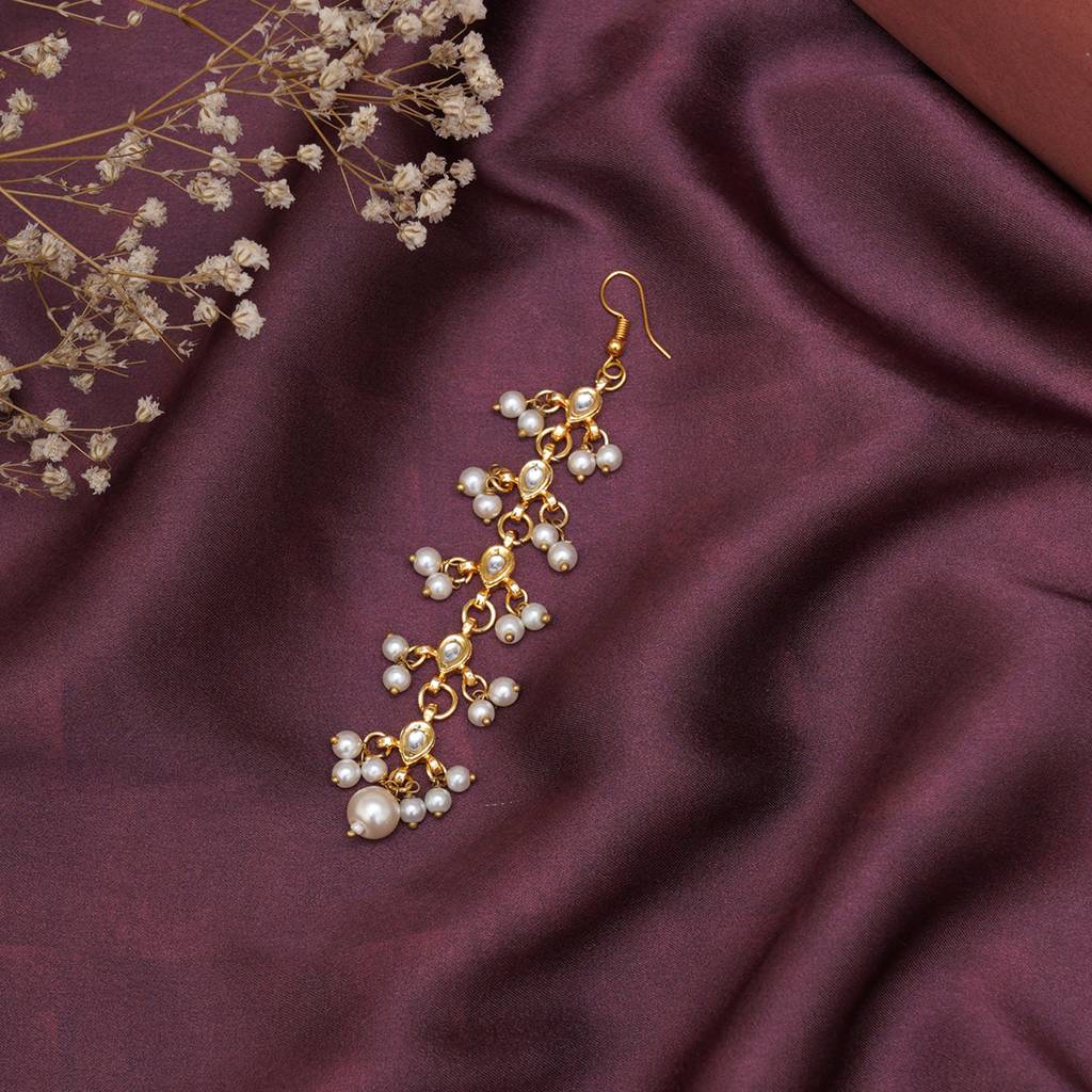 Heavy Pearl Kundan Maang Tikka : RRKDEC22-56