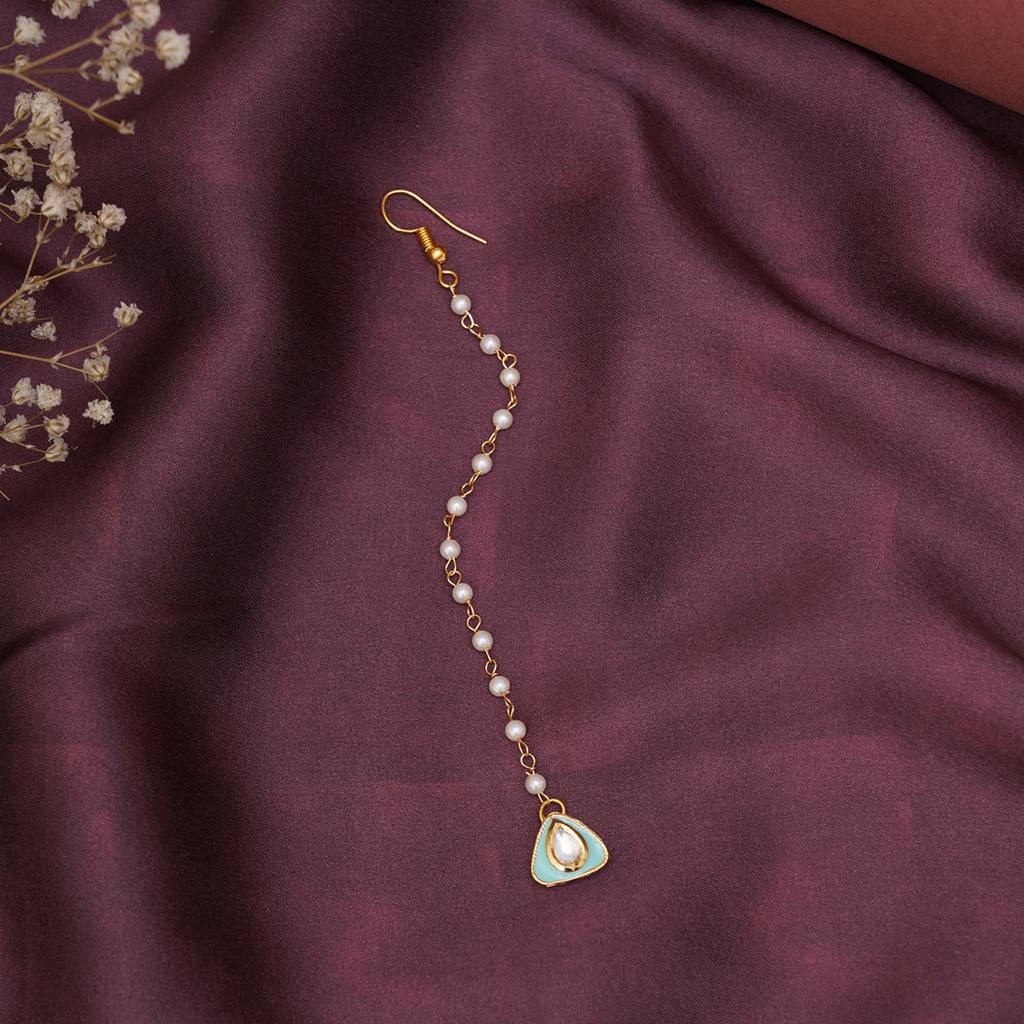 Kundan Maang Tikka With Firoza Meenakari : RRKDEC22-52