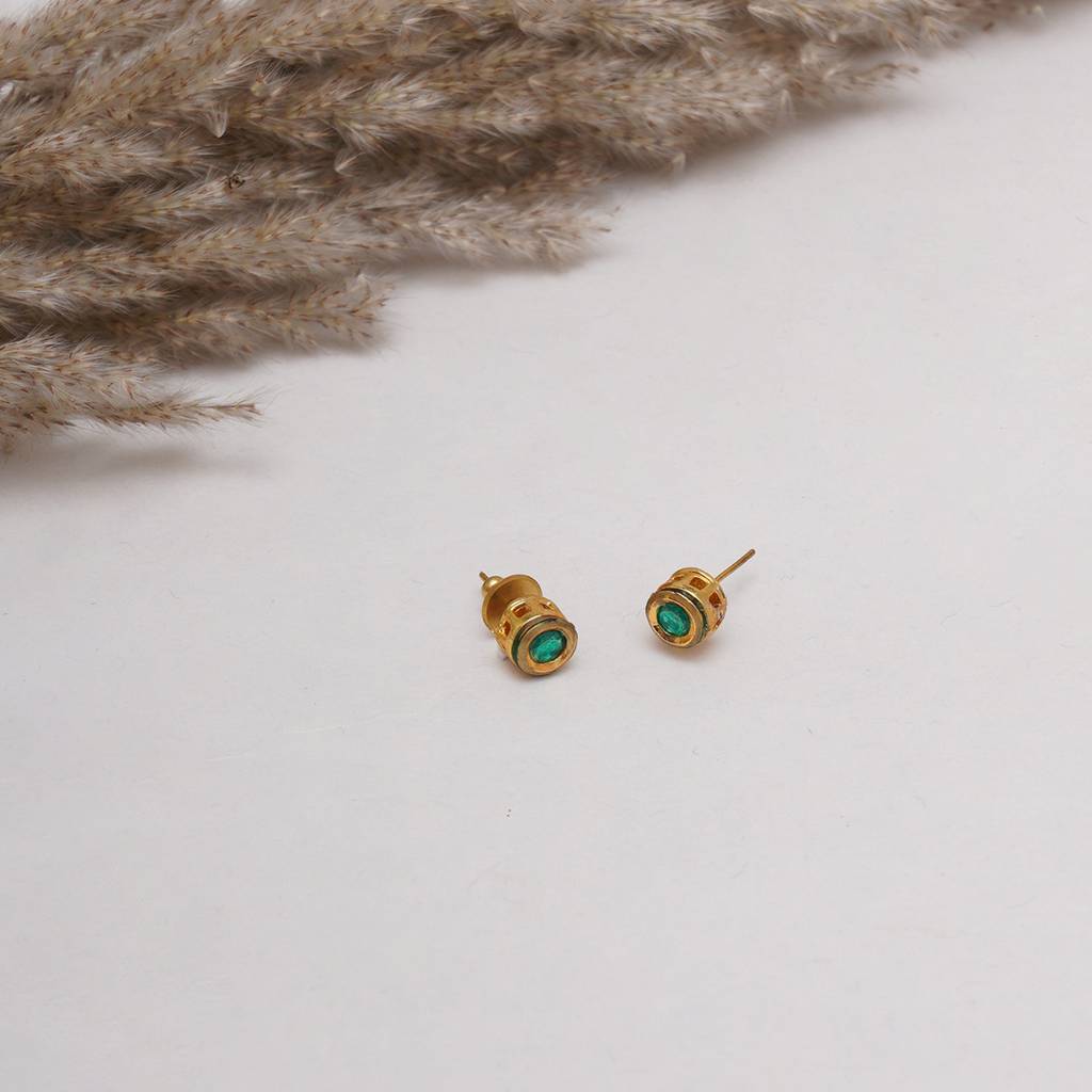 Green Kundan Studs : RRKDEC22-1