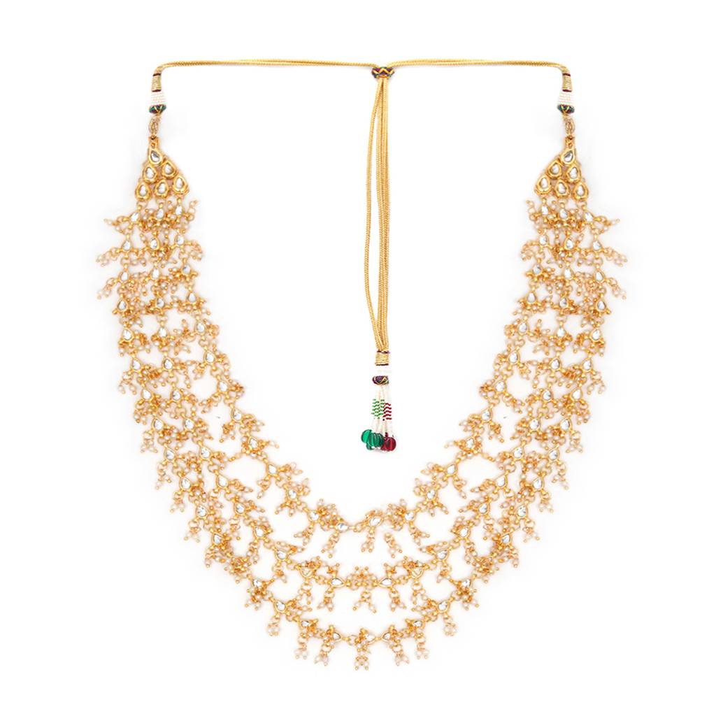 Layered Pearl And Kundan Neckpiece For Mens : RRMFEB23-51
