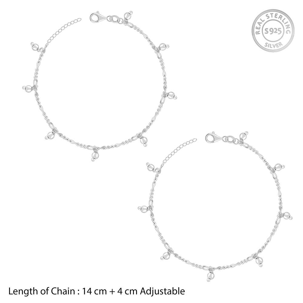 925 Silver Sparkling Kids Anklet ,Single |Anklets For Kids : KA05_15
