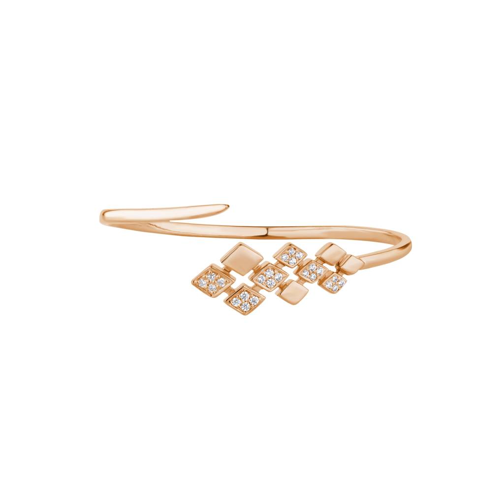 Sparkling Diamond Set Bangle Bracelet : KBB0002-Rosegold
