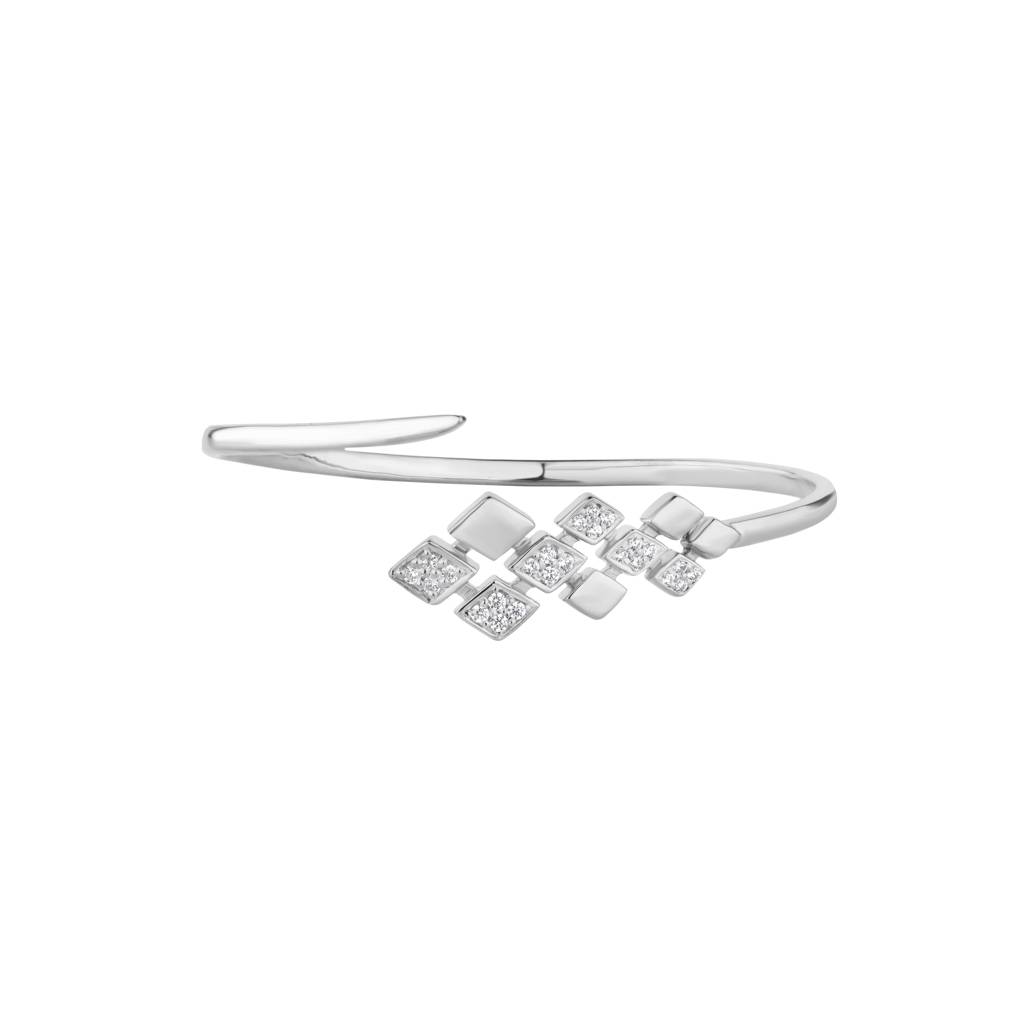 Sparkling Diamond Set Bangle Bracelet : KBB0002-Silver